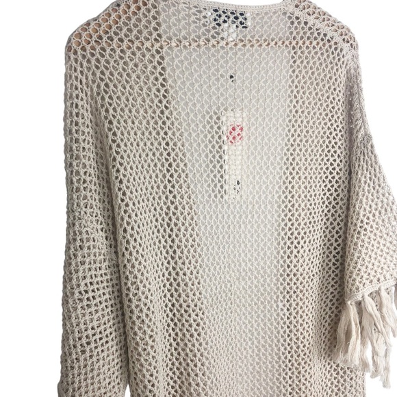 New with tag Wildfox Kelso Fringe Sleeve Cream Crochet Long Kimono Wrap Cardigan - Picture 14 of 16